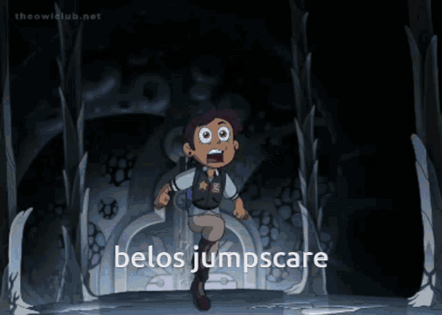 a cartoon of a boy with the words belos jumpscare below him