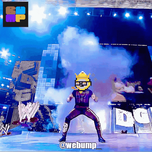 a pixelated image of a wrestler with the hashtag @webump