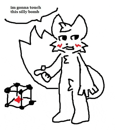 a black and white drawing of a furry character with a silly bomb coming out of its mouth .