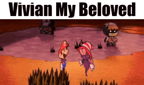 a video game scene with the words vivian my beloved on the top