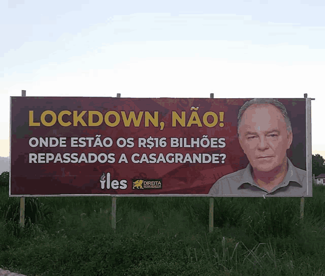 a billboard with a man on it that says lockdown nao