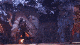 a man with a beard is standing in front of a tree in a video game .