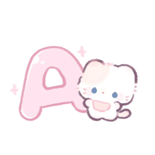 a cute cat is sitting next to a pink letter a .