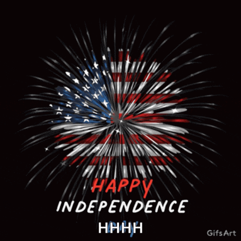 a fireworks display with the words happy independence written below it