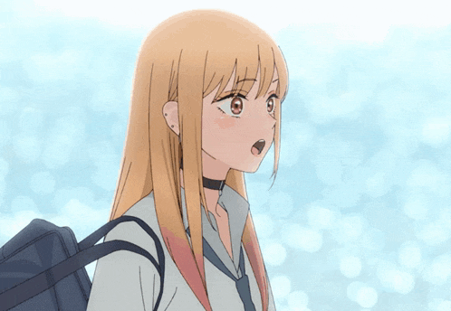 a girl with long blonde hair is wearing a black choker around her neck