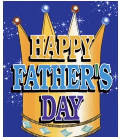 a happy father 's day card with a crown on top