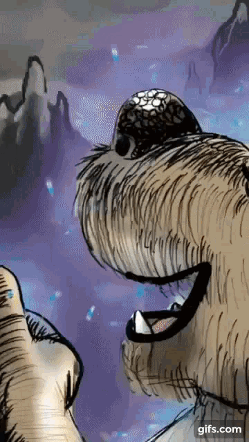 a close up of a drawing of a bear with the website gifs.com below it