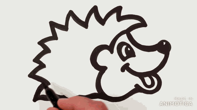 a person is drawing a hedgehog on a piece of paper made by animatica