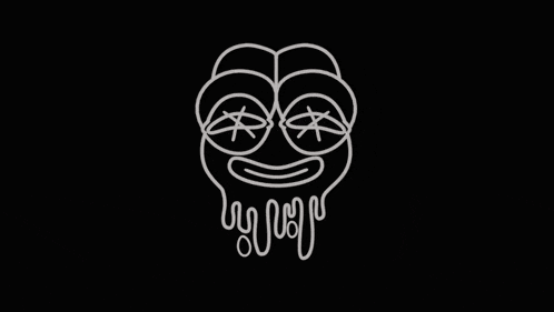 a neon sign of a cartoon character with glasses and a beard .