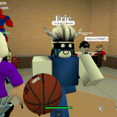 a cartoon character holding a basketball with the name eric written on it