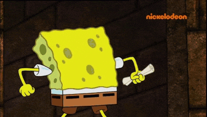 a cartoon of spongebob holding a piece of paper with a nickelodeon logo in the background