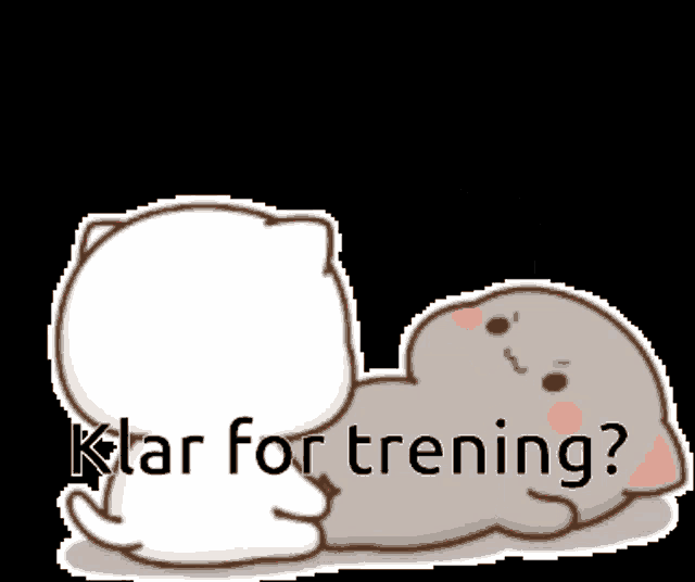 a cartoon of two cats sitting next to each other with the words klar for trening written below them