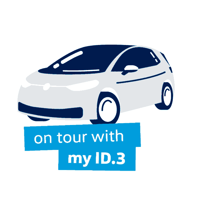 an illustration of a car with the words on tour with my id.3