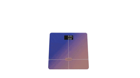 a blue scale with a digital display that says ' 13 key body composition measurements '