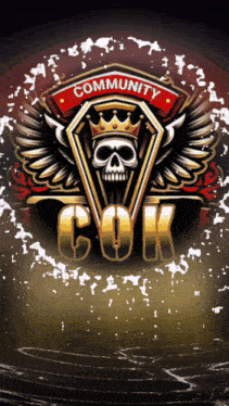 a skull with a crown and the words community cook