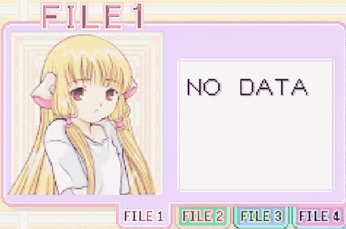 a computer screen shows a girl with long blonde hair and the words file 3 no data
