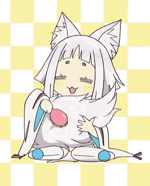 a cartoon character is sitting on the floor brushing her hair .