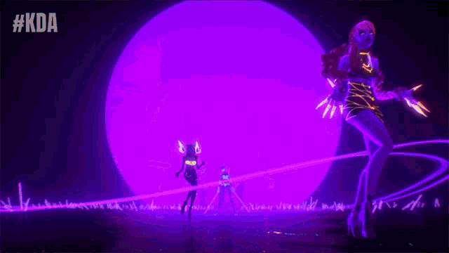 a purple background with #kda written on the bottom