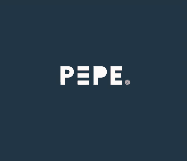a blue background with the word pepe in white letters