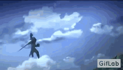 a person is flying through the air with a giflab watermark