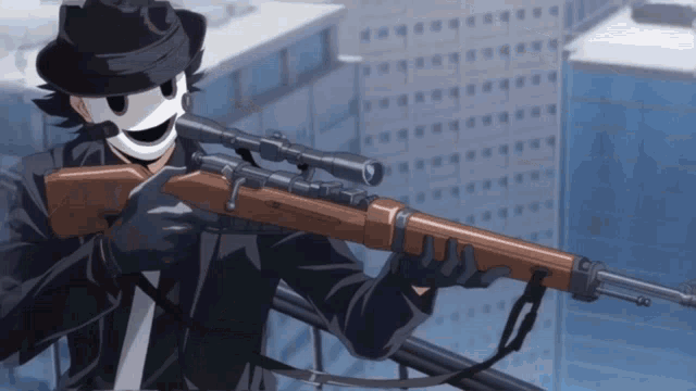 a man in a mask is holding a gun