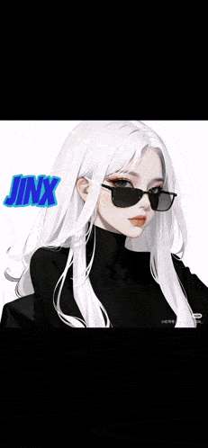a blurry picture of a woman wearing sunglasses and the word jinx in the background