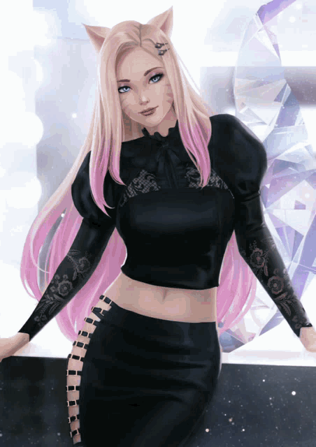 Elliered Catgirl GIF - Elliered Catgirl Pink Hair GIFs