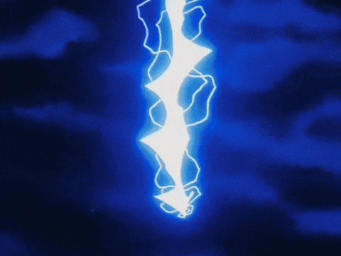 a person is being struck by a lightning bolt .