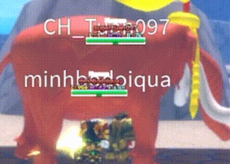 a red elephant in a video game with the name minhboiqua on the bottom
