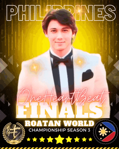 a poster for the roatan world championship season 3 with a man in a tuxedo