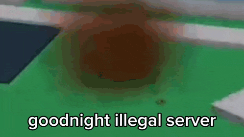 a green background with the words goodnight illegal server on it .