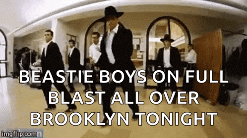 beastie boys on full blast all over brooklyn tonight is being played