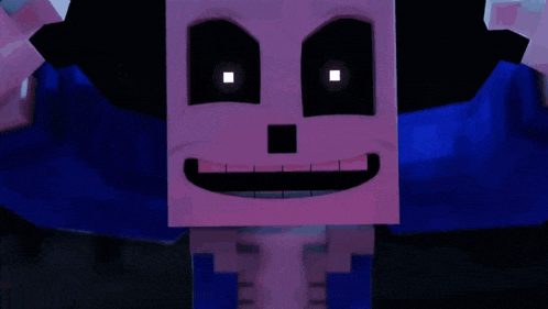 a minecraft character with a skeleton face and a blue cape