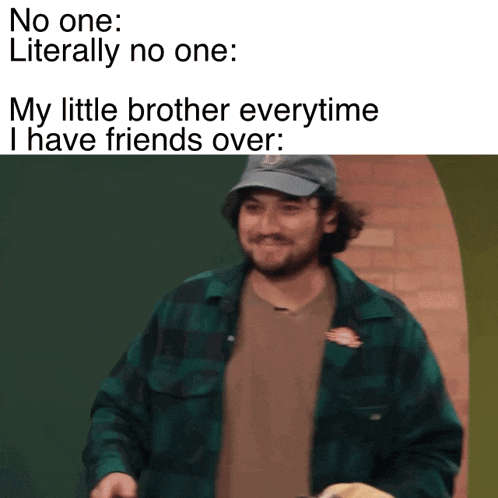 a man wearing a plaid shirt and a hat says " no one literally no one "