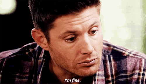 a man wearing a plaid shirt says i 'm fine