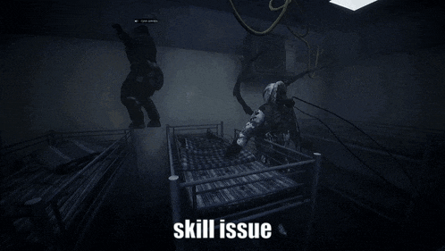 a screenshot of a video game with the words skill issue at the top