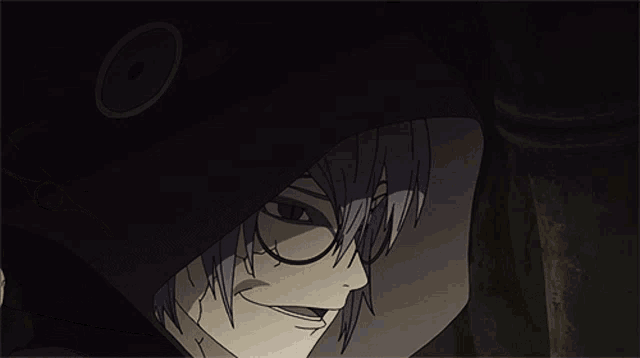 a cartoon character with glasses and a hood