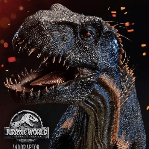 a statue of indoraptor from jurassic world