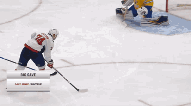 a hockey player with the number 74 on the back of his shirt