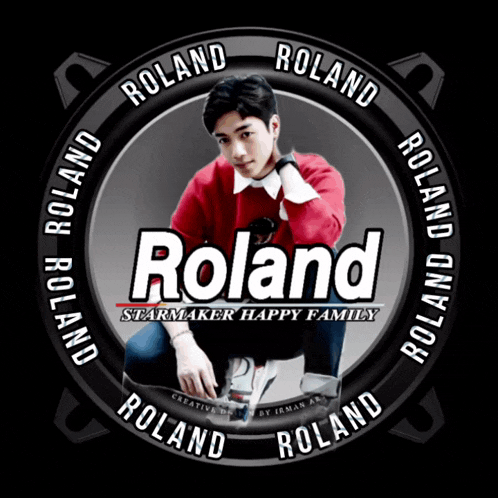 a logo for roland starmaker happy family with a picture of a man