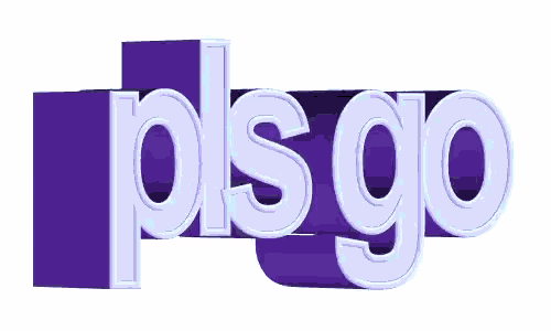 a purple and white logo for pls go
