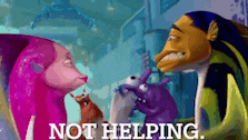 a group of cartoon characters are standing next to each other with the words " not helping " written on the bottom