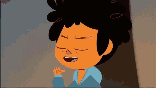 a cartoon character with curlers in his hair is making a funny face