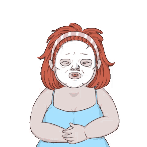 a cartoon of a woman wearing a white mask on her face