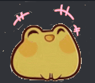 a pixel art drawing of a frog with a smiley face