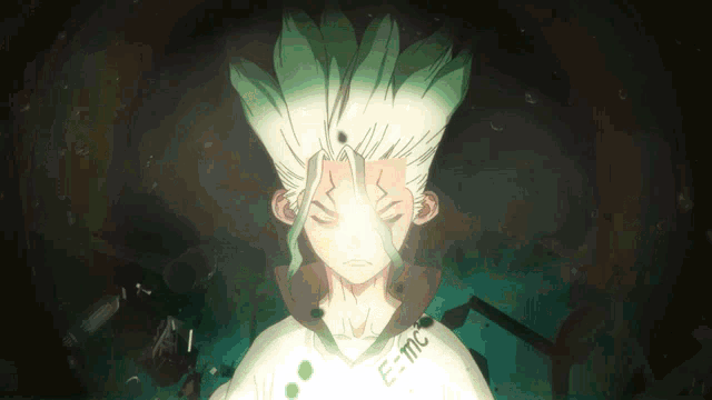 a drawing of a person with e = mc written on his shirt
