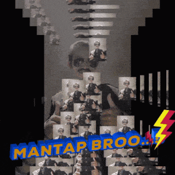 a man giving a thumbs up with the words mantap bro on the top