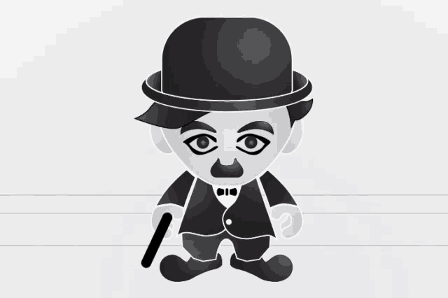 a black and white drawing of a man wearing a hat and tie