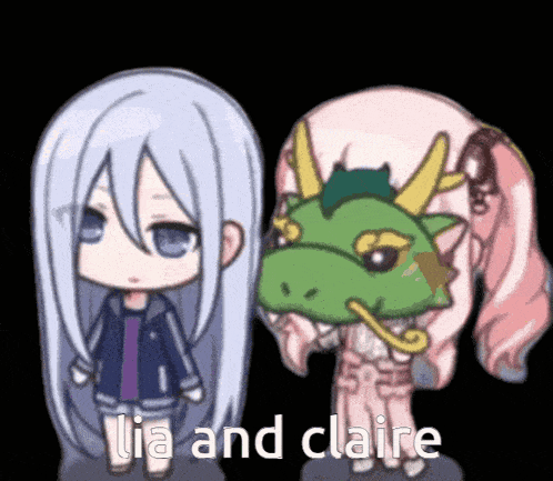lia and claire are standing next to each other in a cartoon