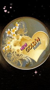a picture of a heart with neo gold family written on it